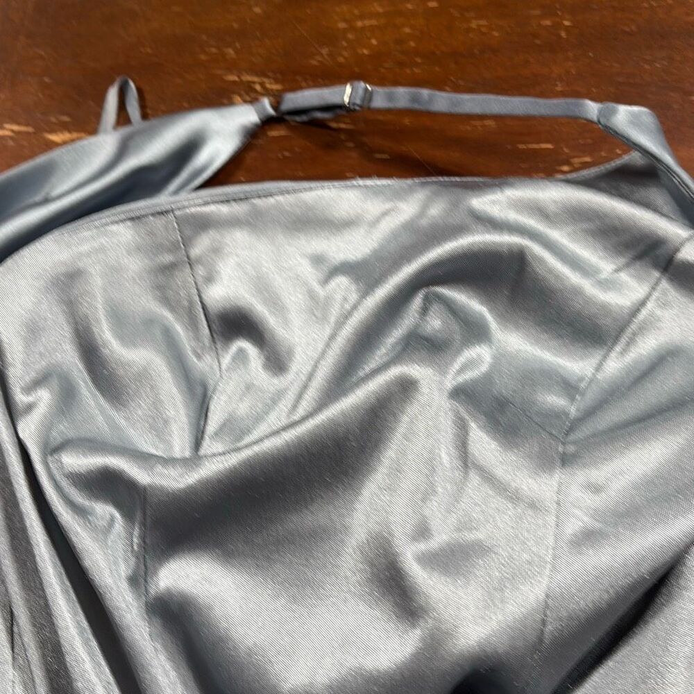 Revelry Jade Satin Charmeuse One -Shoulder Maxi Dress French‎ Blue 2 - Picture 11 of 15